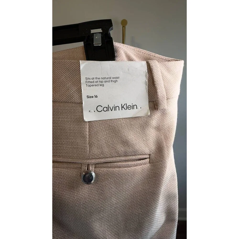 Calvin Klein High-Rise Modern Fit Pants Beige 16 NWT $99